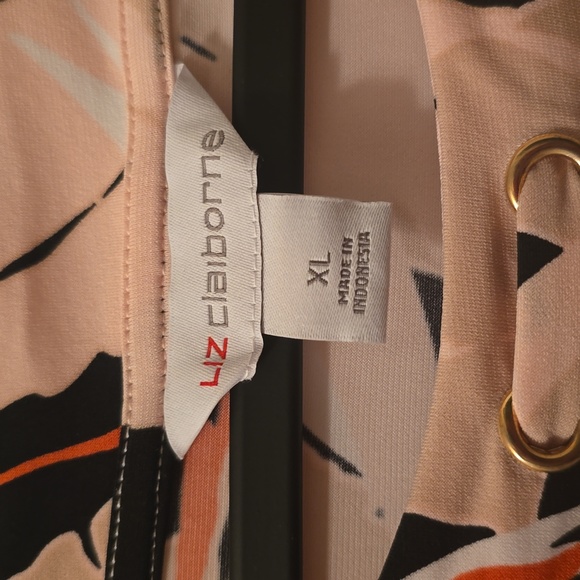 LIZ CLAIBORNE BRAND WOMEN'S SHORT SLEEVES PINK AND BLACK SUMMER TOP SIZE XL - Picture 7 of 16